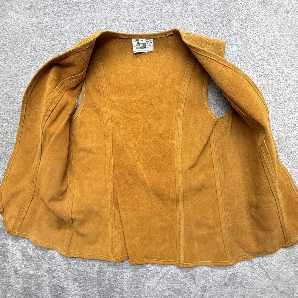 Vintage Jorgens Leather Design Vest Womens Small Brown Suede Unlined - Picture 10 of 15